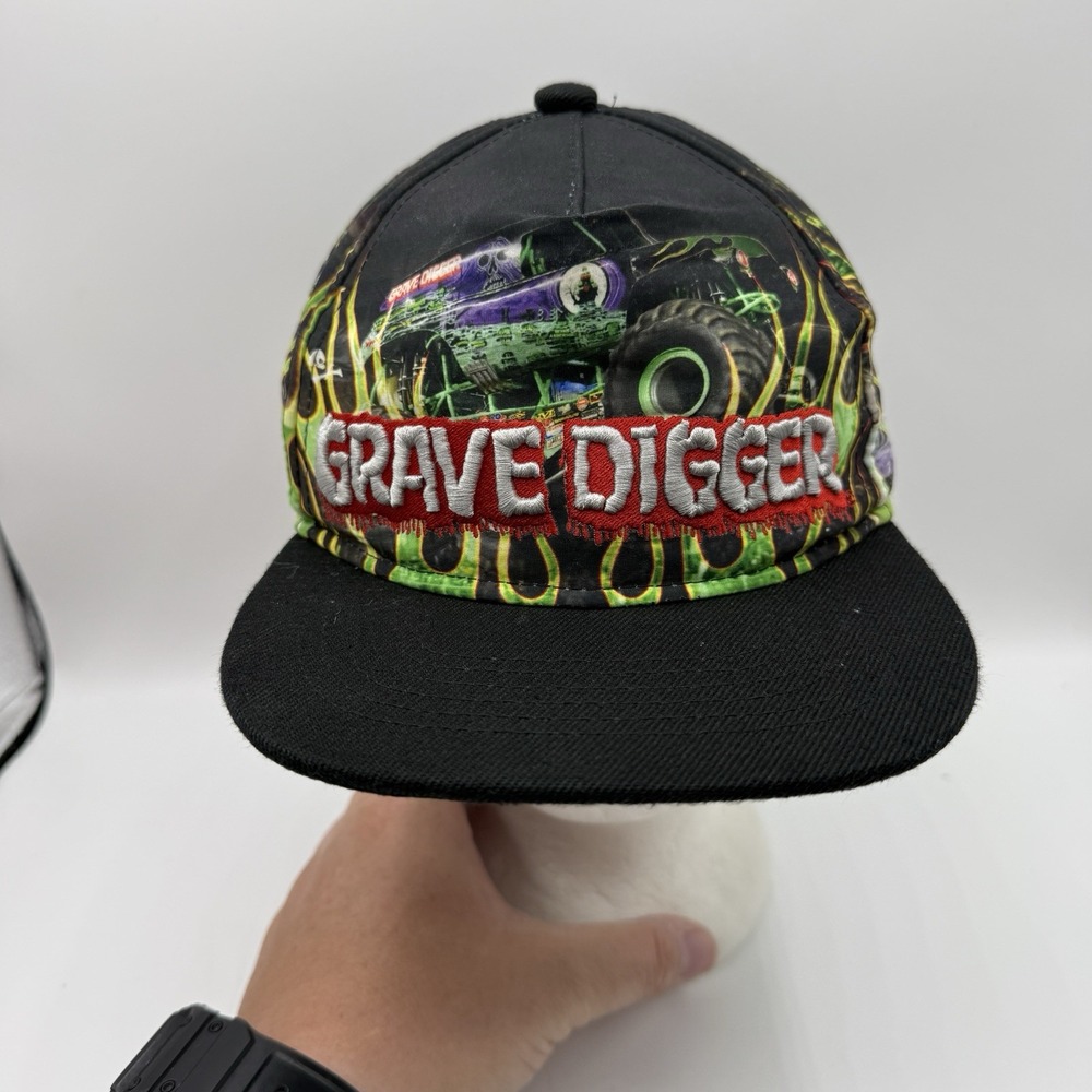 Monster Jam Grave Digger Youth Snapback Hat Adjustable Baseball Cap Black Green